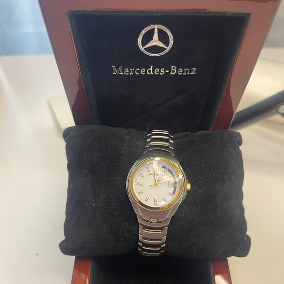 Jewelry - New Women’s Tourneau 2-Tone Gold and Silver Mercedes-Benz Bracelet Watch